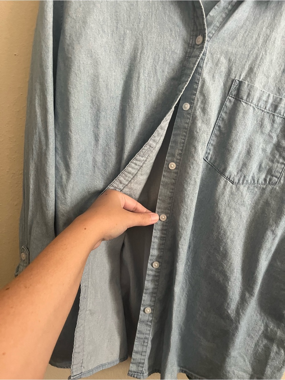 Classic Light Blue Denim Button-Up Shirt - Picture 10 of 10